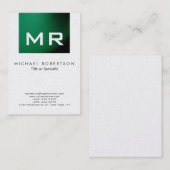 Modern Monogram Green Visitekaartje (Voorkant / Achterkant)