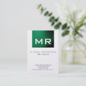 Modern Monogram Green Visitekaartje (Staand voorkant)