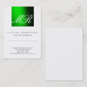 Modern Monogram Green White Cute Visitekaartje (Voorkant / Achterkant)