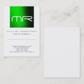 Modern Monogram Green White Cute Visitekaartje (Voorkant / Achterkant)