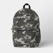 Modern Monogram Grijs Camouflage Camo Patroon Bedrukte Rugzak (Voorkant)