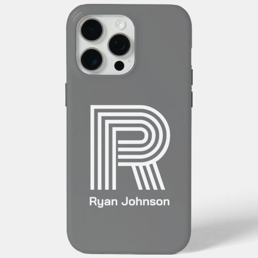 Modern Monogram Grijs Case-Mate iPhone Case (Achterkant)