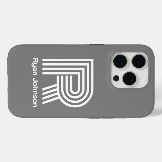 Modern Monogram Grijs Case-Mate iPhone Case (Achterkant (horizontaal))