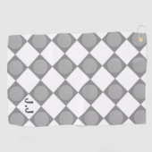 Modern Monogram Grijs en Wit Magnetisch Douane Golfhanddoek (Horizontaal)