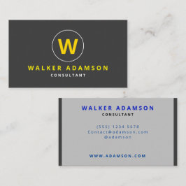 Modern (Monogram) Grijs & Mat Zwart Visitekaartje