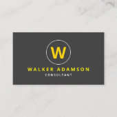 Modern (Monogram) Grijs & Mat Zwart Visitekaartje (Voorkant)