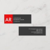 Modern Monogram Grijs Rood Streep Visitekaartje (Voorkant / Achterkant)