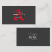 Modern Monogram grijs rood Visitekaartje (Voorkant / Achterkant)