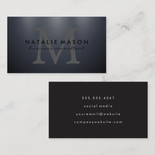 Modern Monogram Grijs | Verlichting Visitekaartje (Voorkant / Achterkant)