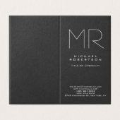 Modern Monogram Grijs Wit Minimalist Visitekaartje (Buitenkant ongevouwen)