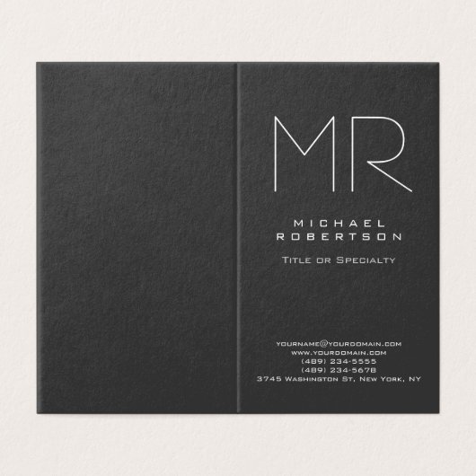 Modern Monogram Grijs Wit Minimalist Visitekaartje (Buitenkant ongevouwen)