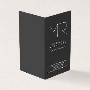 Modern Monogram Grijs Wit Minimalist Visitekaartje
