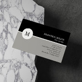 Modern Monogram Grijs & Zwart Eenzijdig Visitekaartje
