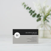 Modern Monogram Grijs & Zwart Eenzijdig Visitekaartje (Staand voorkant)