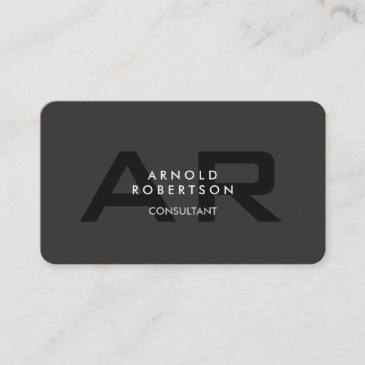 Modern Monogram Grijze Visitekaartje (Voorkant)