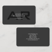 Modern Monogram Grijze Visitekaartje (Voorkant / Achterkant)