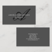 Modern Monogram Grijze Visitekaartje (Voorkant / Achterkant)