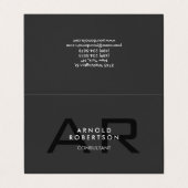 Modern Monogram Grijze Visitekaartje (Buitenkant ongevouwen)