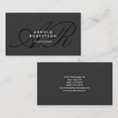 Modern Monogram Grijze Visitekaartje (Voorkant / Achterkant)