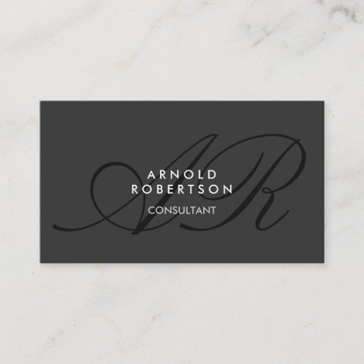 Modern Monogram Grijze Visitekaartje (Voorkant)