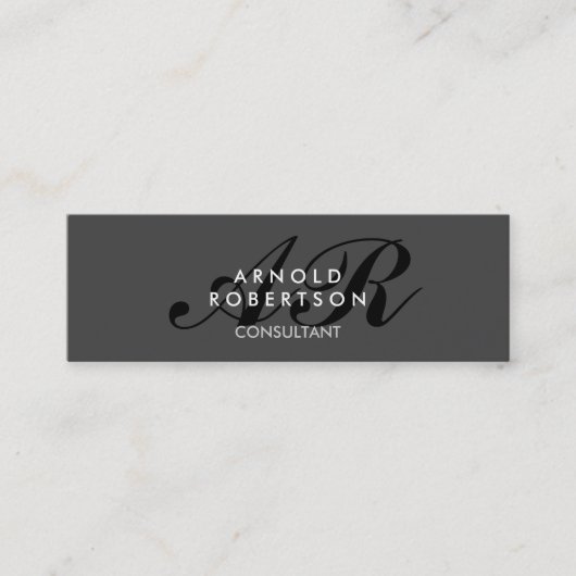 Modern Monogram Grijze Visitekaartje (Voorkant)