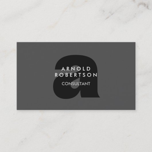 Modern Monogram Grijze Visitekaartje (Voorkant)