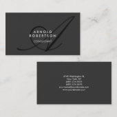 Modern Monogram Grijze Visitekaartje (Voorkant / Achterkant)