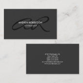 Modern Monogram Grijze Visitekaartje (Voorkant / Achterkant)