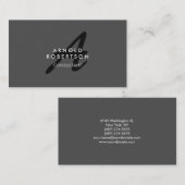 Modern Monogram Grijze Visitekaartje (Voorkant / Achterkant)