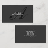 Modern Monogram Grijze Visitekaartje (Voorkant / Achterkant)