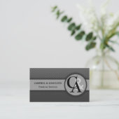 Modern Monogram grijze Visitekaartjes (Staand voorkant)