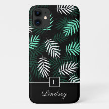 Modern Monogram Groen Blad Patroon 