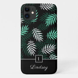Modern Monogram Groen Blad Patroon  Case-Mate iPhone Case