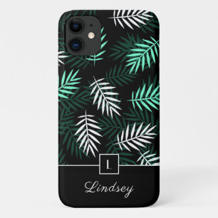 Modern Monogram Groen Blad Patroon Case-Mate iPhone Case