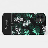 Modern Monogram Groen Blad Patroon Case-Mate iPhone Case (Achterkant (horizontaal))