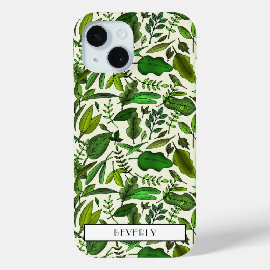 Modern Monogram Groen Botanisch Case-Mate iPhone Case (Achterkant)