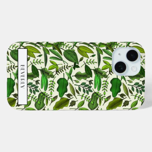 Modern Monogram Groen Botanisch Case-Mate iPhone Case (Achterkant (horizontaal))