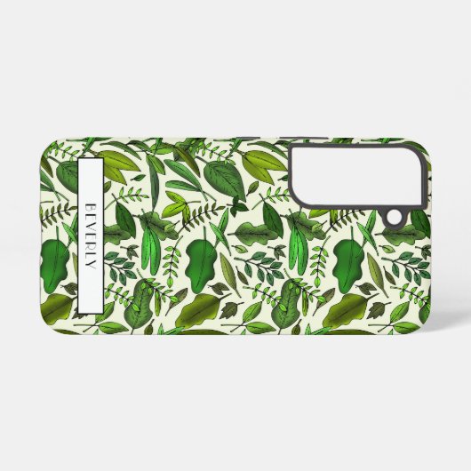 Modern Monogram Groen Botanisch Samsung Galaxy Hoesje (Achterkant horizontaal)