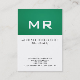 Modern Monogram Groen Gestreept wit Visitekaartje