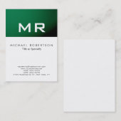 Modern Monogram Groen Gestreept wit Visitekaartje (Voorkant / Achterkant)