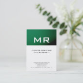 Modern Monogram Groen Gestreept wit Visitekaartje (Staand voorkant)