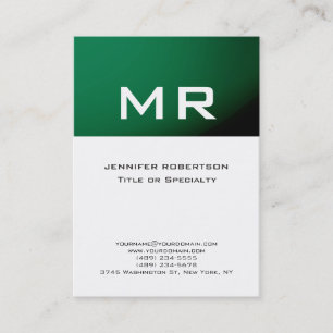 Modern Monogram Groen Gestreept wit Visitekaartje