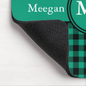 Modern Monogram Groen Plaid Patroon Muismat (Hoek)