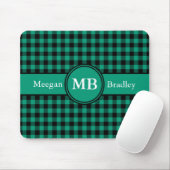 Modern Monogram Groen Plaid Patroon Muismat (Met muis)
