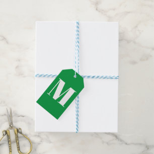 Modern monogram groen wit custom initiaal letter cadeaulabel