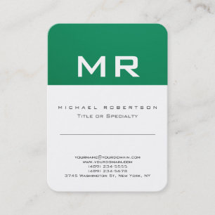 Modern Monogram groen wit schoon Visitekaartje