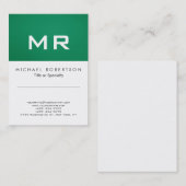 Modern Monogram groen wit schoon Visitekaartje (Voorkant / Achterkant)