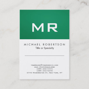 Modern Monogram groen wit schoon Visitekaartje