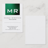 Modern Monogram groen wit schoon Visitekaartje (Voorkant / Achterkant)