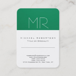 Modern Monogram groen wit schoon Visitekaartje